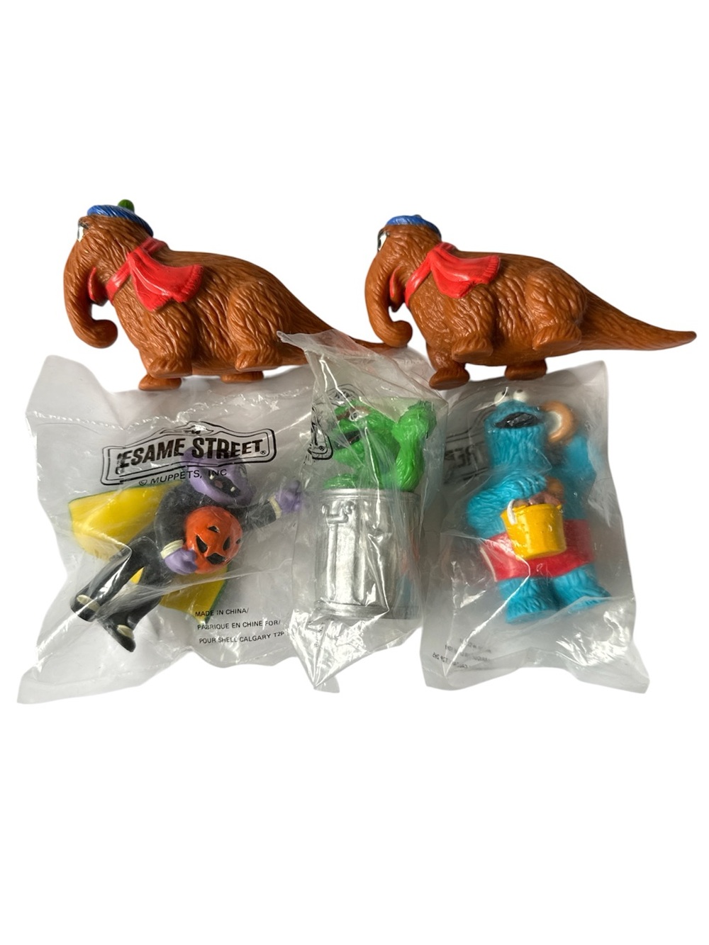 Sesame Street Muppets COOKIE MONSTER COUNT OSCAR SNUFFLEUPAGUS Vintage PVC Lot